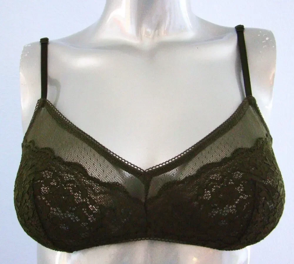 Victoria's Secret Army Green Crochet Lace Unlined Bralette Bra Small S